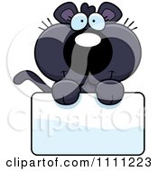 Poster, Art Print Of Cute Panther Cub Over A Sign
