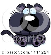 Clipart Cute Sitting Panther Cub Royalty Free Vector Illustration
