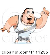 Clipart Buff Olympic Athlete Man With An Idea Royalty Free Vector Illustration