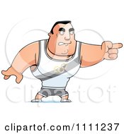 Clipart Angry Buff Olympic Athlete Man Pointing Royalty Free Vector Illustration by Cory Thoman
