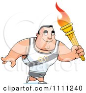 Poster, Art Print Of Buff Olympic Athlete Man Walking With A Torch