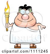 Clipart Happy Greek Man Holding An Olympic Torch Royalty Free Vector Illustration by Cory Thoman