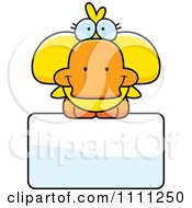 Clipart Cute Duck On A Sign Royalty Free Vector Illustration