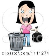 Poster, Art Print Of Happy Woman Taking Out The Trash