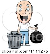 Poster, Art Print Of Happy Grandpa Taking Out The Trash