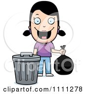 Poster, Art Print Of Happy Girl Taking Out The Trash