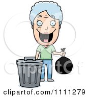 Poster, Art Print Of Happy Granny Taking Out The Trash
