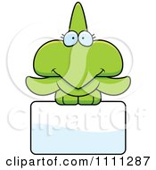 Clipart Cute Pterodactyl Dinosaur Over A Sign Royalty Free Vector Illustration by Cory Thoman