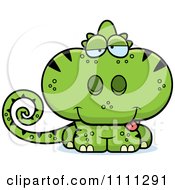 Poster, Art Print Of Drunk Cute Green Chameleon Lizard