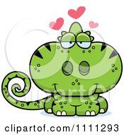 Poster, Art Print Of Cute Amorous Green Chameleon Lizard