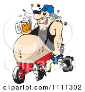 Poster, Art Print Of Man With A Beer Resting On His Beer Belly Propped In A Wheel Barrow