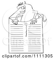 Clipart Outlined Office Monster In An Envelope Royalty Free Vector Illustration by djart