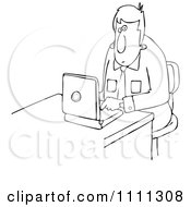Poster, Art Print Of Outlined Businessman Working On A Laptop