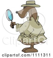 Private Detective Dog Using A Magnifying Glass