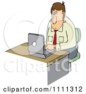 Clipart Businessman Working On A Laptop Royalty Free Vector Illustration