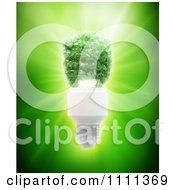 Poster, Art Print Of 3d Spiral Light Bulb Made Of Leaves Over Green Light