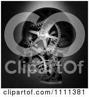 Poster, Art Print Of 3d Profiled Head With Gears Inside