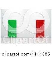 Poster, Art Print Of 3d Red And Green Doors In A Wall