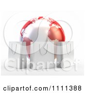 Poster, Art Print Of 3d Shopping Bags Around A Red And White Globe
