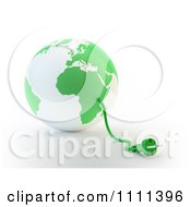 Poster, Art Print Of 3d Power Cable Emerging From A Green And White Globe