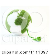 Poster, Art Print Of 3d Power Cable Emerging From A Green And White Grassy Globe