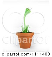 Poster, Art Print Of 3d Green Electric Cable In A Pot