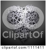 Poster, Art Print Of 3d Heart Made Of Gear Cog Wheels On Gray