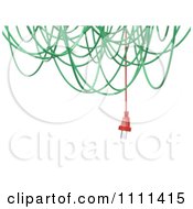 Poster, Art Print Of 3d Tangled Green Power Cables And One Red Plug Cable Hanging Down With Copyspace