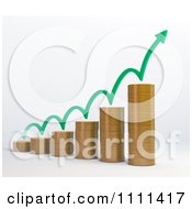 Poster, Art Print Of 3d Stacked Coin Bar Graph With A Bouncing Arrow