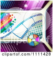 Film Strip With Rainbow Halftone And Disc