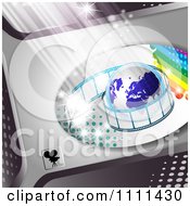 Clipart Film Roll Around A Globe On Metal 2 Royalty Free Vector Illustration