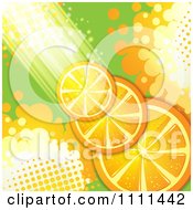 Poster, Art Print Of Background Of Orange Slices With Halftone And Light