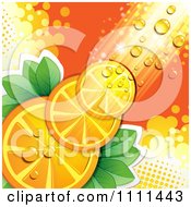 Poster, Art Print Of Background Of Orange Slices With Halftone Dew And Light