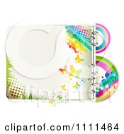 Clipart Spiral Bound Page Of Halftone Rainbow And Butterflies Royalty Free Vector Illustration