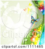 Poster, Art Print Of Background Of Butterflies And A Rainbow 1