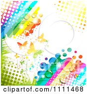Poster, Art Print Of Background Of Butterflies And A Rainbow 4