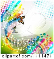 Poster, Art Print Of Background Of Butterflies And A Rainbow 10