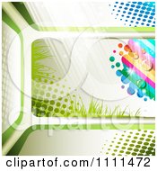 Clipart Background Of Halftone Grass Light And Rainbow Royalty Free Vector Illustration
