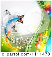Poster, Art Print Of Background Of Butterflies And A Rainbow 9