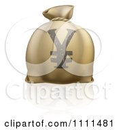 Poster, Art Print Of 3d Money Bag With A Yen Currency Symbol And Reflection
