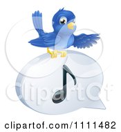 Pointing Bluebird On A Music Note Speech Balloon
