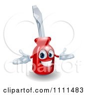 Clipart Happy 3d Compact Screwdriver Character Royalty Free Vector Illustration