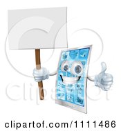 3d Smart Phone Mascot Holding A Thumb Up And A Blank Sign