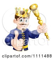 Poster, Art Print Of Pleased King Holding A Sceptre And Thumb Up