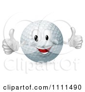 Clipart 3d Happy Golf Ball Mascot Holding Two Thumbs Up Royalty Free Vector Illustration