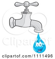 Clipart Happy Water Droplet Emerging From A Faucet Royalty Free Vector Illustration by Hit Toon