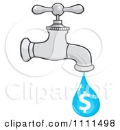 Poster, Art Print Of Dollar Water Droplet Emerging From A Faucet