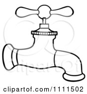 Clipart Outlined Water Faucet Royalty Free Vector Illustration by Hit Toon