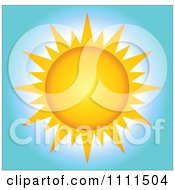 Clipart Sun With Sharp Rays Over Blue Royalty Free Vector Illustration