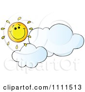 Clipart Happy Sun Grinning Over Clouds Royalty Free Vector Illustration